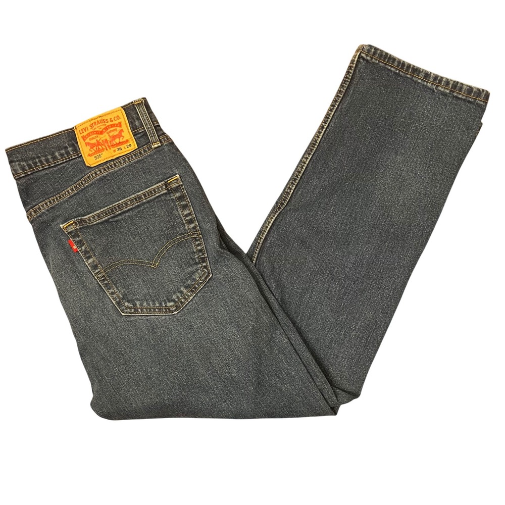 Levi's 505 Regular Fit Jeans Mens 36x28 Blue Straight Leg Denim Pants